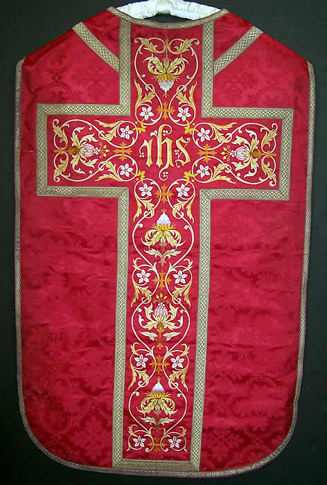 Antique Chasuble Vestment Robe Back View.