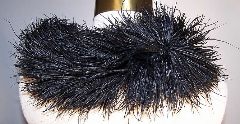 Victorian Black Ostrich Feather Neck Boa Collar  side view.