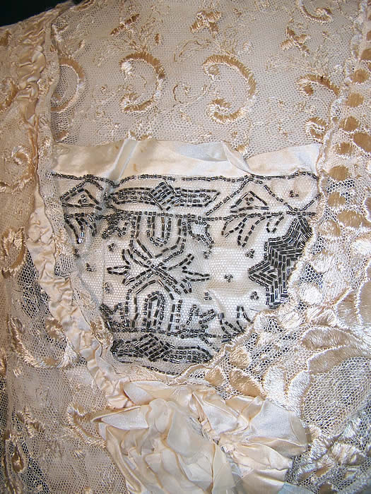 Titanic Silk Lace Beaded Wedding Gown Dress Close up
