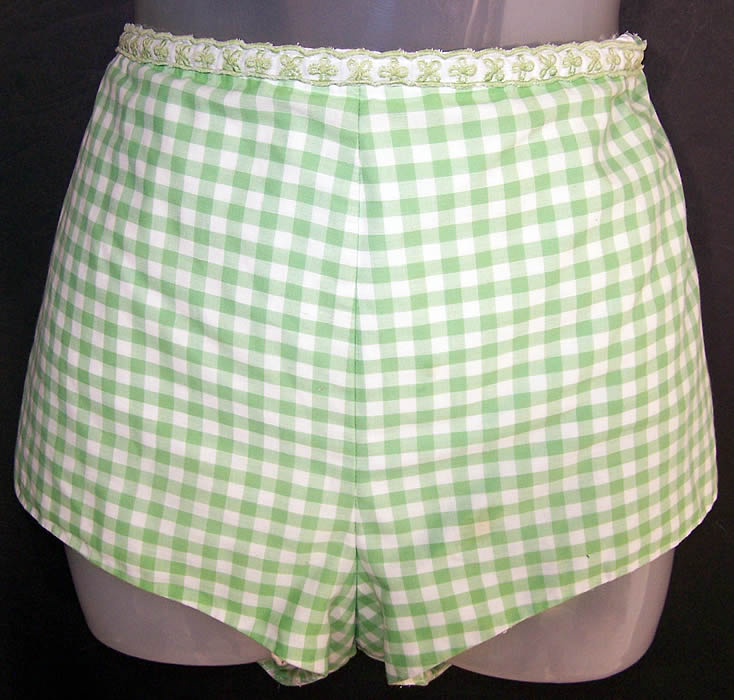 Vintage Jantzen Green White Gingham Check Bikini Swimsuit bottom view.