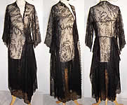 Antique Black Chantilly Lace Robe
