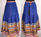 Vintage Czech Bohemia Blue Pleated Embroidered Ribbon Skirt
