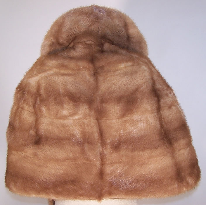 Vintage Lockwood Furs Pastel Blonde Brown Mink Fur Cape Shawl Stole Wrap Back View.