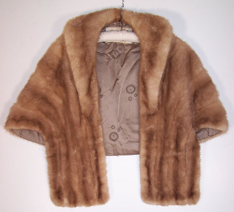 Vintage Lockwood Furs Pastel Blonde Brown Mink Fur Cape Shawl Stole Wrap
