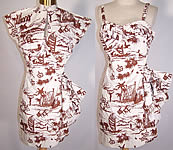 Vintage 1950s Hawaiian Print Cotton Sexy Sarong Dress Bolero Jacket