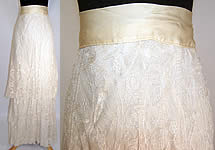 Victorian 1890s Wedding White Silk Net Lace Layered Lined Bridal Bustle Skirt