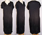 Vintage 1920s Art Deco Flapper Black Silk Beaded Shift Dress