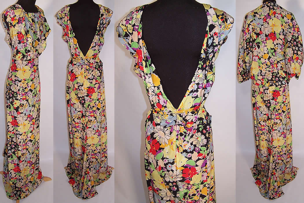 Colorful Floral Print Silk Bias Cut Dress & Dolman Shrug Jacket