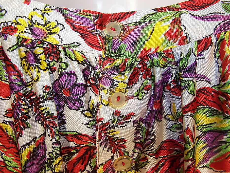 Vintage Floral Silk Rayon Tricot Pinup Bikini Swimsuit & Bathing Swim Cap