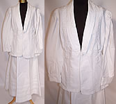 Edwardian White Linen Soutache Trim Walking Suit Jacket Skirt 