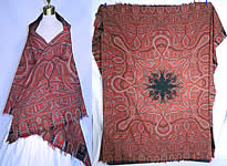 Victorian Antique Jacquard Hand Loom Wool Black Star Center Signed Paisley Shawl