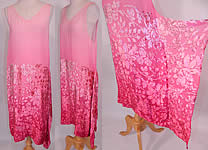 Vintage Pink Silk Ombre Burnout Voided Velvet Drop Waist Flapper Chemise Slip Dress