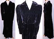 Vintage Black Velvet Quilted Long Floor Length Evening Coat & Cropped Jacket. 