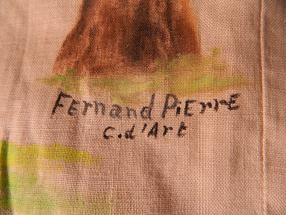Vintage Fernand Pierre  Artist Signed Hand Painted  Haitian Vodou Circle Skirt. It is artist signed "Fernand Pierre Centre d'Art" a Haitian born artist 1919-2002.