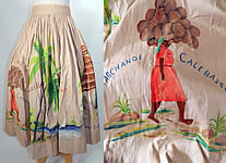Vintage Fernand Pierre  Artist Signed Hand Painted  Haitian Vodou Circle Skirt