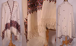 Vintage Colorful Crewelwork Embroidery Paisley Pashmina Wool Wrap Shawl Scarf