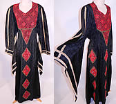 Vintage Al-Karnak Jordan Bedouin Kaftan Jalabiya Thobe Embroidered Maxi Dress

