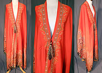 Victorian Antique Jacquard Red Wool Paisley Shawl Cloak Cape Tassel Trim
