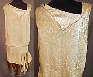 Vintage Moir Grant Art Deco Tricolor Gold Lamé Lame Drop Waist Flapper Dress
