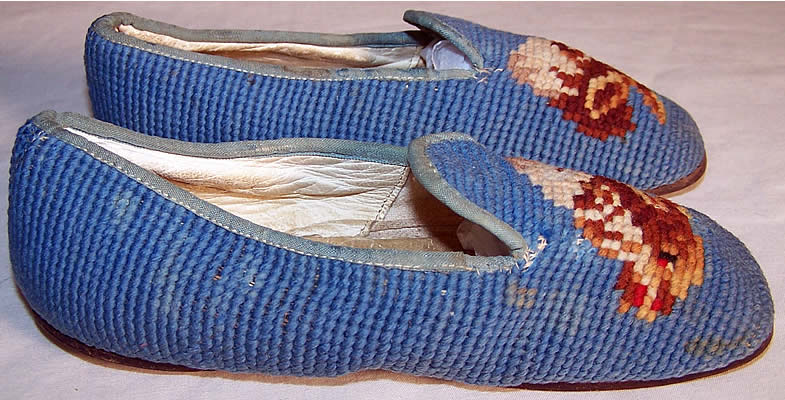 Victorian Children's Needlepoint Bunny Slippers