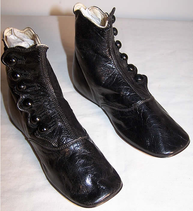 Unworn Victorian Black High Button Baby Boots