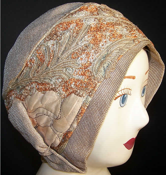 Embroidered Natural Straw Flapper Cloche Hat