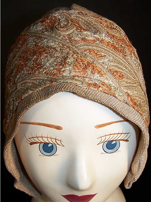 Embroidered Natural Straw Flapper Cloche Hat
