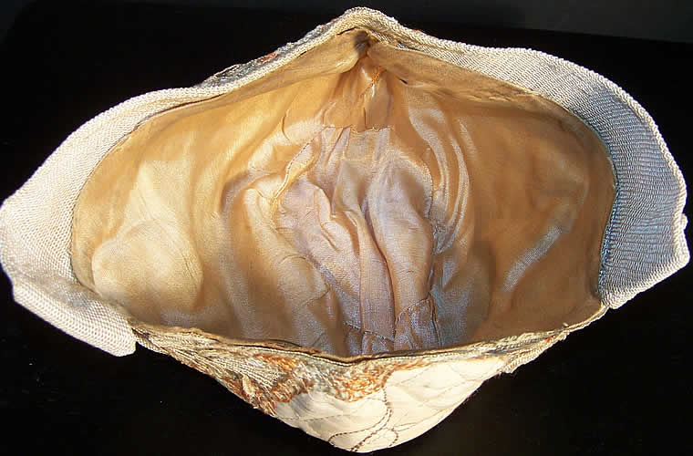 Embroidered Natural Straw Flapper Cloche Hat Close up.