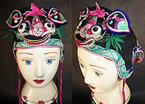 Chinese Child Infant Silk Applique Tiger Wind Hat VTG