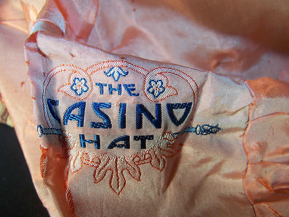 Vintage Casino Hat Art Deco Embroidered Flapper Cloche Close up.
