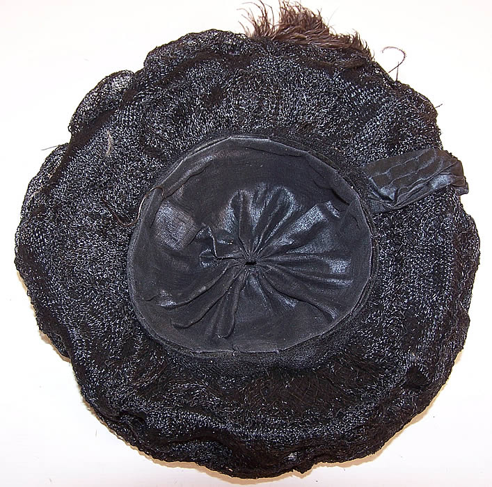 Titanic Edwardian Black Woven Horse Hair Feather Trim Toque Traveling Hat