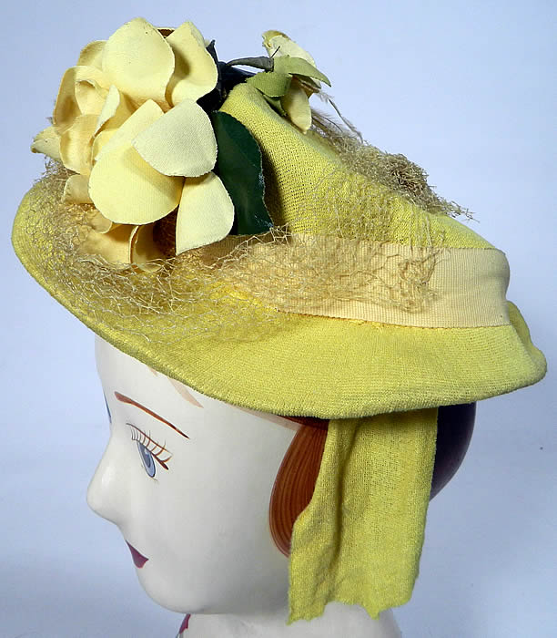 Vintage New York Creation Yellow Rose of Texas Small Cocktail Tilt Hat Fascinator