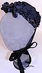 Victorian Black Silk Jet Beaded Trim Paris Label Mourning Bonnet Hat