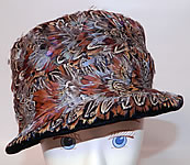 1940s Vintage Womens Black Velvet Pheasant Feather Fedora Hat