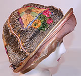 Vintage Colorful Straw Raffia Ribbon Work Embroidered Flapper Cloche Hat