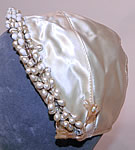 1930s Vintage White Satin Bridal Wedding Cap Orange Blossom Wax Flower Trim
