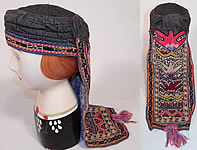 Antique Uzbekistan Suzani Embroidered Tribal Textile Lady's Hood Hat Cap
