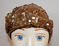 Vintage Frances Louise Hollywood Label Art Deco Gold Sequin Flapper Cloche Hat
