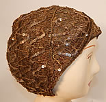 Vintage Smart Hat Label Art Deco Gold Lamé Lame Woven Sequin Beaded Flapper Cloche 
