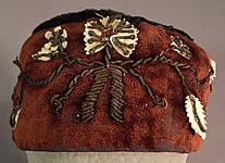 Victorian Gold Bullion Embroidered Brown Velvet Gentlemens Smoking Cap Fez
