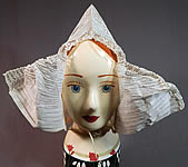 Vintage Antique Womens White Lace Dutch Folk Costume Bonnet Cap Hat
