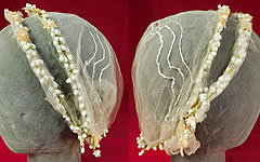 Vintage 1920s Wax Flower Bridal Wreath Wedding Headband Headpiece Juliet Cap
