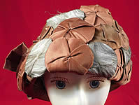 Vintage Fashion Hat Art Deco Brown Silk Silver Lamé Rosette Flapper Cloche 
