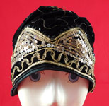 Vintage Wistaria Art Deco Black Velvet Gold Sequin Embroidered Flapper Cloche Hat
