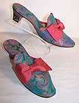 Vintage Daniel Green Brocade Bow Mules Slippers Shoes 