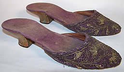 Ottoman Egyptian Purple Velvet Gold Mules Slipper Shoes 