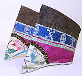 Antique Chinese Purple Silk Embroidered Bound Foot Lotus Slipper Shoes
