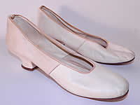 Victorian White Kid Leather Small Bridal Wedding Slippers Shoes Straight Sole