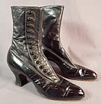Victorian Hanan & Son Black Gray Two Tone Leather High Top Button Boots Shoes
