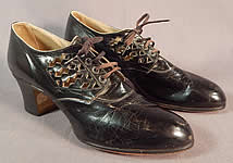 Unworn Vintage Anna Walker Arch Joy Cutout Straps Black Leather Laceup Shoes

